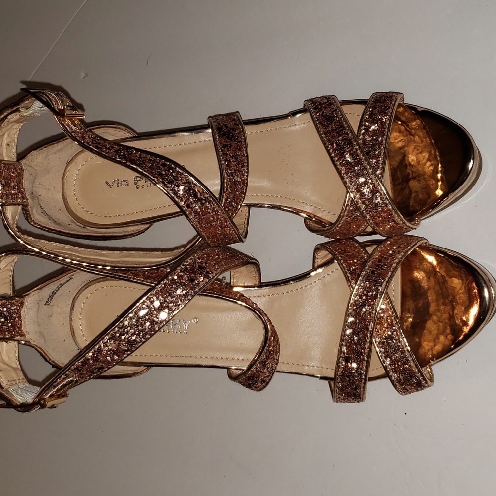 Via Pinky Collection Champagne Glitter Heels